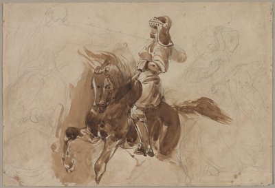Panserfigur på hesteryg (recto) af Eugène Delacroix
