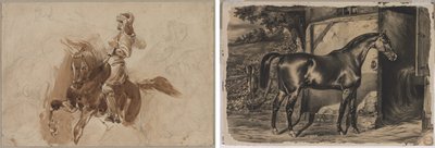 Panserfigur til hest (recto); Hest foran en lade (verso) af Eugène Delacroix