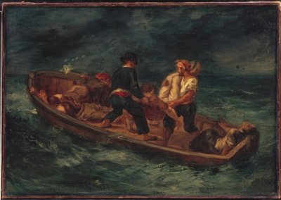 Båd med skibbrudne af Ferdinand Victor Eugene Delacroix
