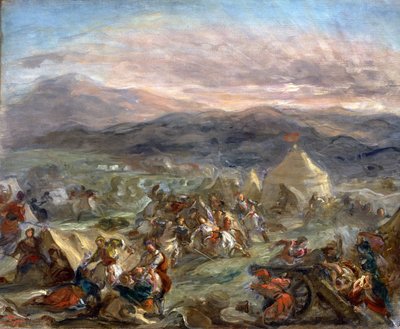 Botzaris overrasker den tyrkiske lejr og bliver dødeligt såret af Eugène Delacroix