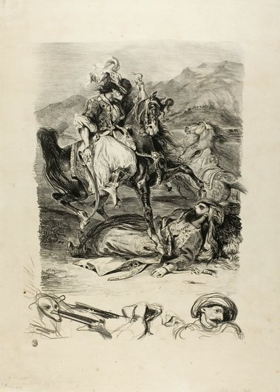 Kamp mellem Giaour og Pashaen af Eugène Delacroix