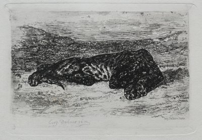 Krøjende tiger i ørkenen af Eugène Delacroix