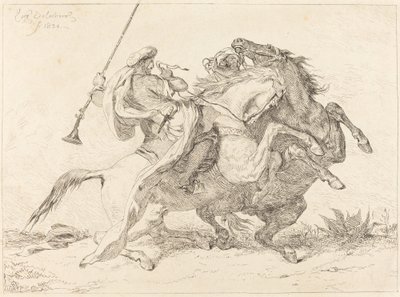 Mødet mellem de mauriske ryttere (Rencontre de Cavaliers Maures) af Eugène Delacroix