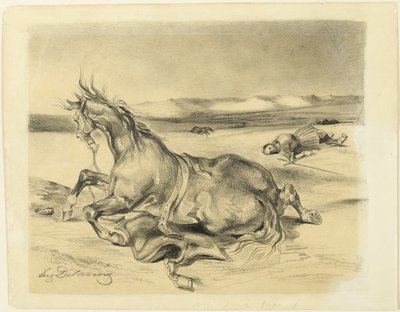 Falden Hest og Død Ridder af Eugène Delacroix