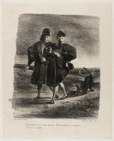 Faust, Mephistopheles og pudlen, fra Faust af Eugène Delacroix