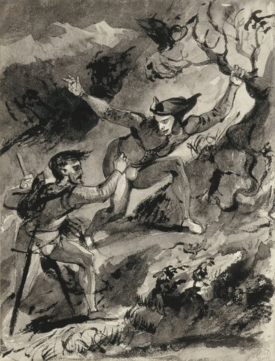 Faust og Mephistopheles på Blocksberg af Ferdinand Victor Eugene Delacroix