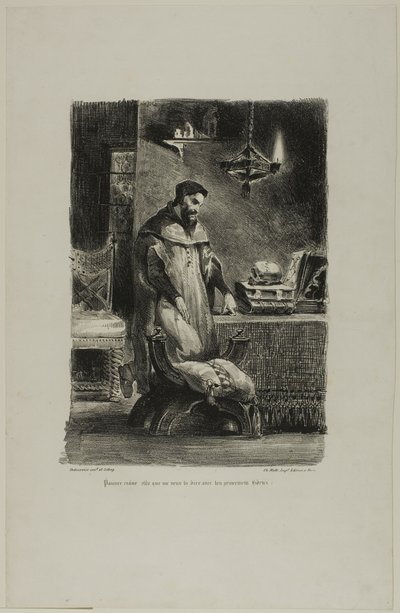 Faust i sit studium, fra Faust af Eugène Delacroix