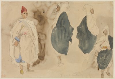 Fire skitser af arabiske mænd af Eugène Delacroix