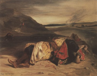 Fransk: La mort de Hassan af Eugène Delacroix