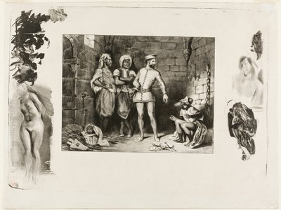 Fronte-boeuf og jøden, fra Ivanhoe af Eugène Delacroix