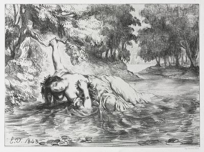 Hamlet: Ophelias død af Eugène Delacroix