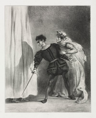 Hamlet: Mordet på Polonius af Eugène Delacroix