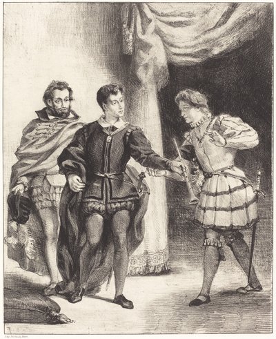 Hamlet og Guildenstern (Act III, Scene II) af Eugène Delacroix