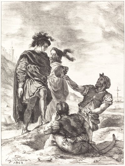 Hamlet og Horatio før gravegraverne (V. akt, scene I) af Eugène Delacroix