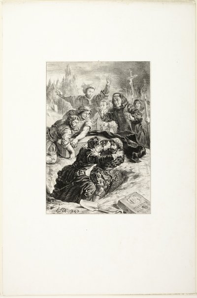Hamlet og Laertes i Ophelias grav af Eugène Delacroix