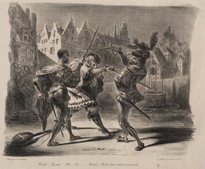 Illustrationer til Faust: Duel af Faust og Valentin af Eugène Delacroix