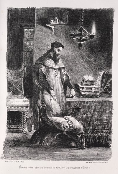 Illustrationer til Faust: Faust i sit omklædningsrum af Eugène Delacroix