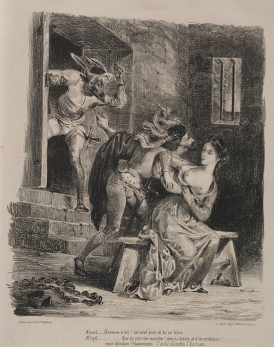 Illustrationer til Faust: Faust i fængslet af Marguerite af Eugène Delacroix