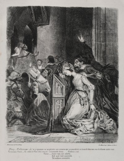 Illustrationer til Faust: Marguerite i kirken af Eugène Delacroix