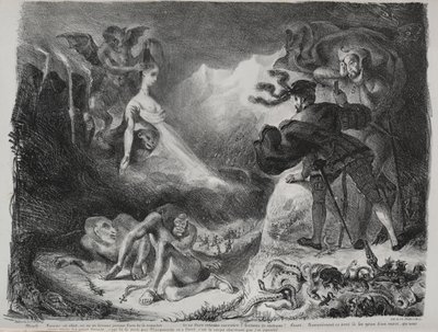 Illustrationer til Faust: Marguerites skygge viser sig for Faust af Eugène Delacroix