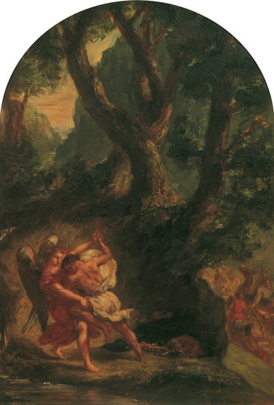 Jakob kæmper med englen af Eugène Delacroix