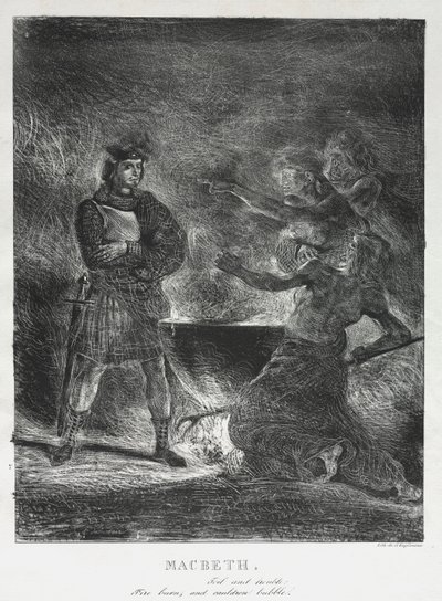 Macbeth konsulterer heksene af Eugène Delacroix