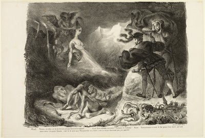 Marguerites spøgelse viser sig for Faust, fra Faust af Eugène Delacroix