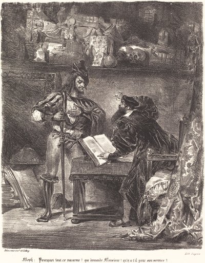 Mephisto viser sig for Faust af Eugène Delacroix