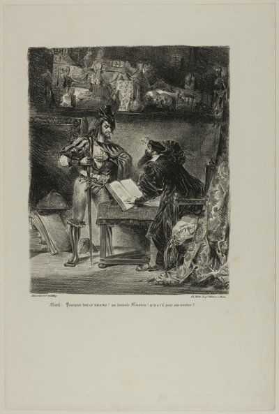 Mephistopheles ser ud til Faust, fra Faust af Eugène Delacroix