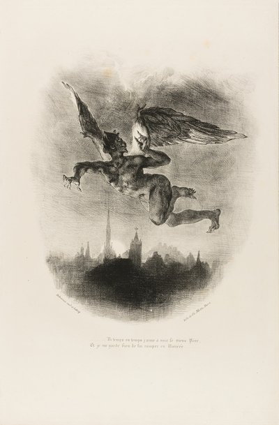 Mephistopheles Flying, fra Faust af Eugène Delacroix