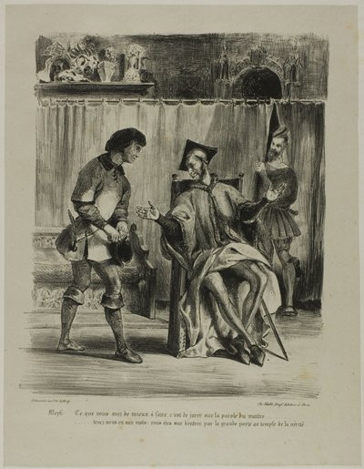 Mephistopheles Modtager Studenten, fra Faust af Eugène Delacroix