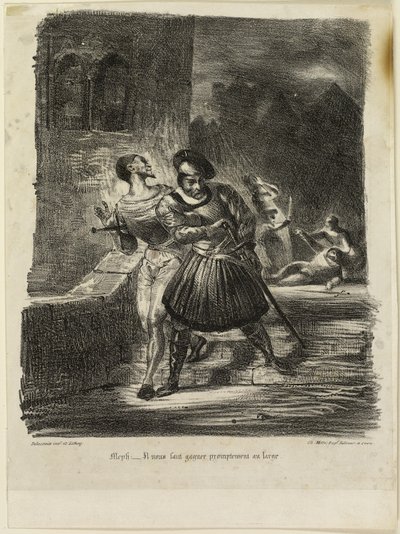 Mephistopheles og Faust flygter efter duellen af Eugène Delacroix
