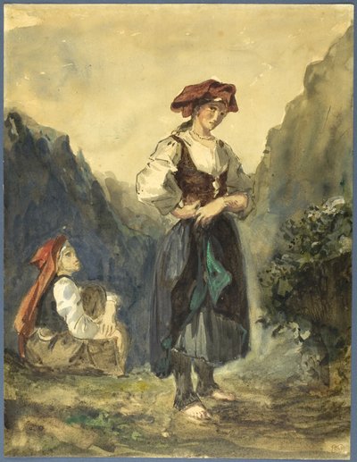 Bondekvinder fra regionen Eaux-Bonnes af Eugène Delacroix