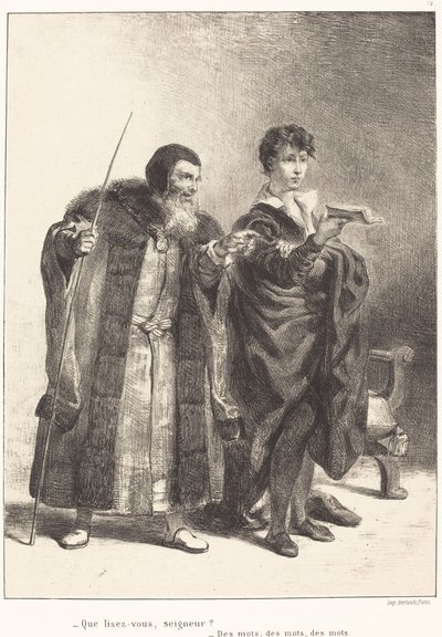Polonius og Hamlet Act II, Scene II, 18341843. af Eugène Delacroix