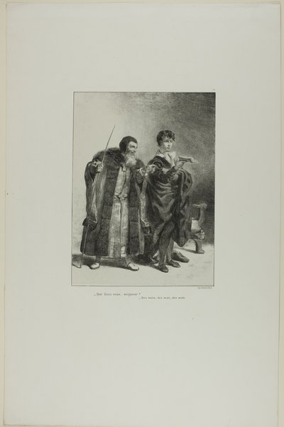 Polonius og Hamlet, planche 4 fra Hamlet af Eugène Delacroix