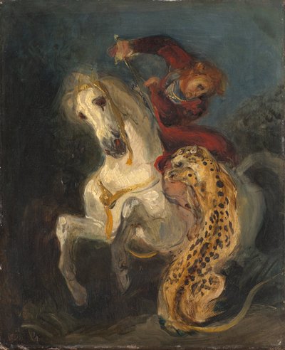 Rytter angrebet af en jaguar af Eugène Delacroix