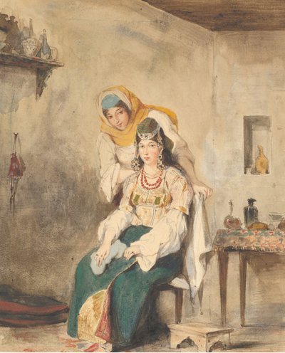 Saada, Abraham Ben-Chimols hustru og Préciada, en af deres døtre, 1832. af Eugène Delacroix