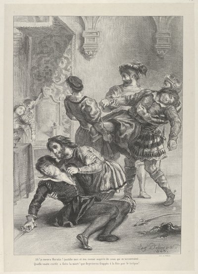 Hamlets død, 1843., 1843. af Eugène Delacroix