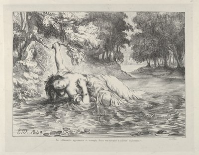 Ophelias død, 1843., 1843. af Eugène Delacroix