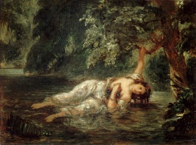 Ophelias død, 1853. af Eugène Delacroix