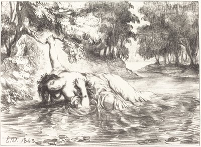 The Death of Ophelia Act IV, Scene VII, 1843. af Eugène Delacroix