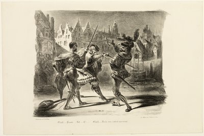 Duellen mellem Faust og Valentine, fra Faust af Eugène Delacroix