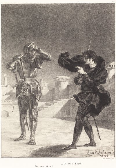 Spøgelset på terrassen (Act I, Scene V) af Eugène Delacroix