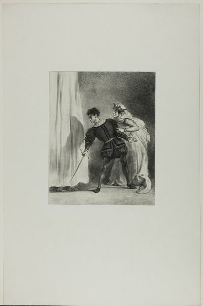 Mordet på Polonius af Eugène Delacroix
