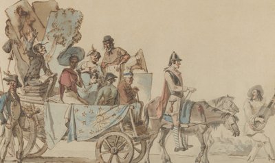Teatertrup på vejen, 1818. af Eugène Delacroix