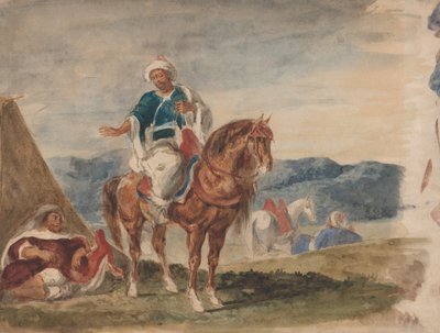 Tre arabiske ryttere ved et lejr, 1832-37. af Eugène Delacroix