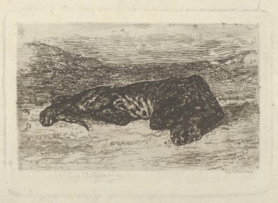 Tiger liggende i ørkenen, 1846, 1846. af Eugène Delacroix