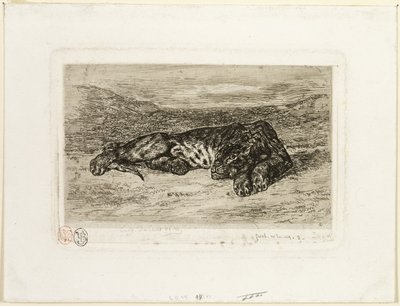 Tiger hviler i ørkenen af Eugène Delacroix