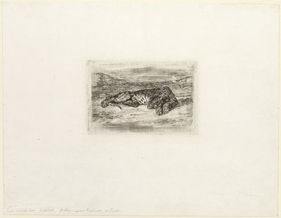 Tiger hviler i ørkenen af Eugène Delacroix
