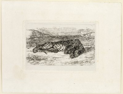 Tiger hviler i ørkenen af Eugène Delacroix